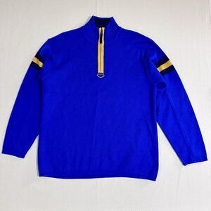 Obermeyer Mens Ski Sweater Wool/Acrylic Blend Blue 1/4 Zip Size Medium